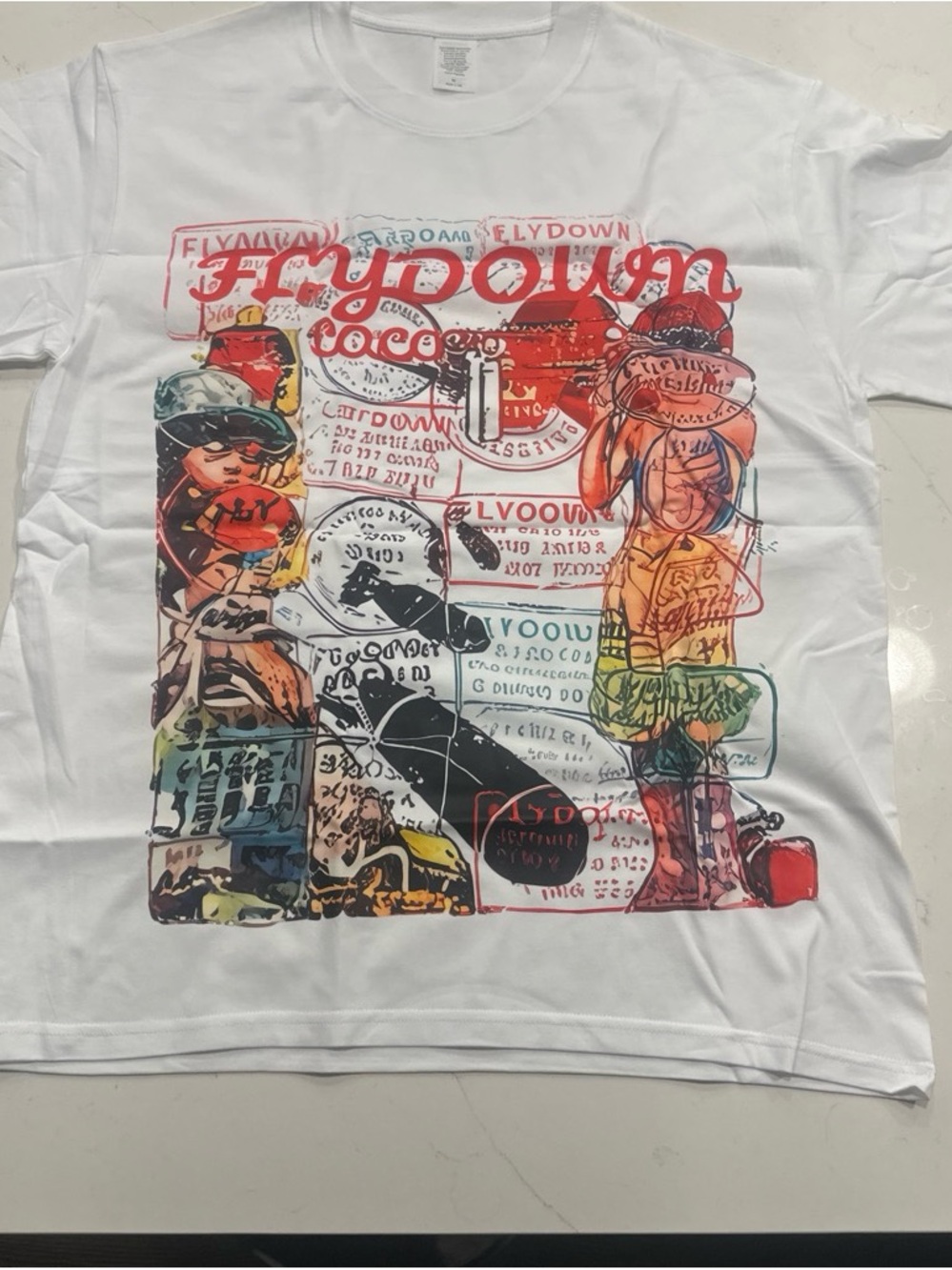 Flydown Multicolor Graphic White Men's Short Sleeve Tee